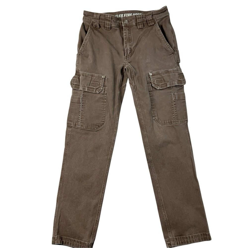 Duluth Trading Cargo Pants Mens 29x29 Flex Fire Hose Brown Work Utility Stretch